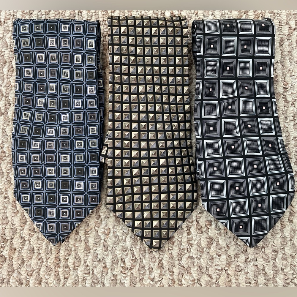 DESIGNER MEN’S TIES -Kilburne and Finch Geometric Ties - Lot of 3